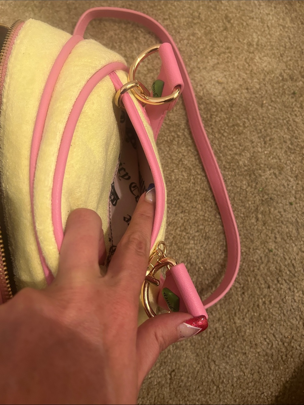 Juicy Couture Yellow and Pink Strawberry Mini Bowling Bag - Picture 4 of 7